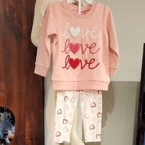 Good Lad Pink and White Pajama Set with Heart Motifs